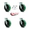 Service Caster 8 Inch Green Poly on Cast Iron Caster Set with Roller Bearing and Swivel Lock SCC-30CS820-PUR-GB-BSL-4 - alternate 3